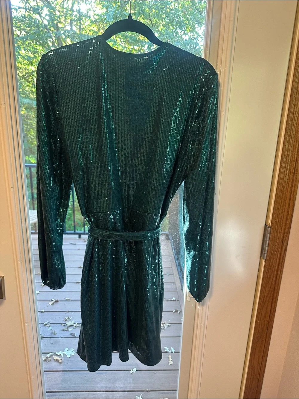 Nine West Emerald Green Sequin Wrap Dress